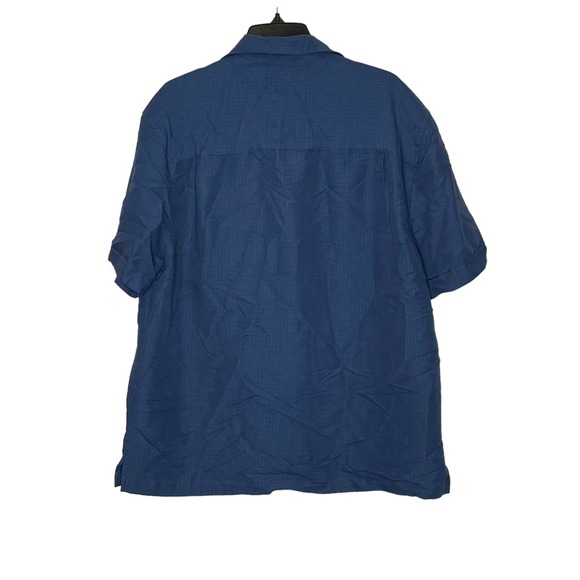 Cubavera Herenica Embroidered Button Down Shirt Women Large Short Sleeve Blue - Picture 9 of 9